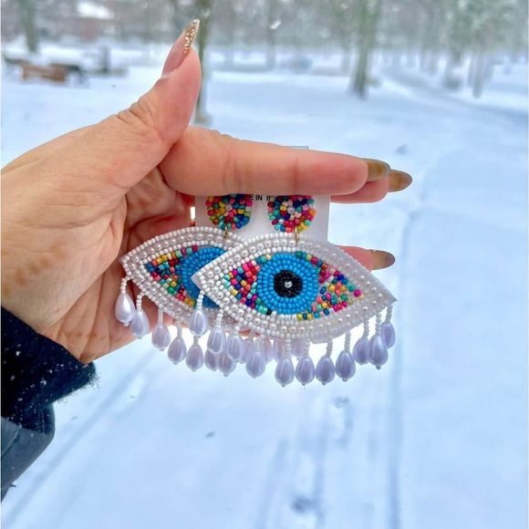 Handmade Evil Eye Earrings - Picture 2 of 2